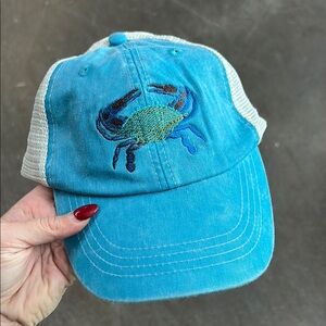 BLUE CRAB HAT MESH BASEBALL MARYLAND WATER COASTAL BEACH EMBROIDERED Adjusable